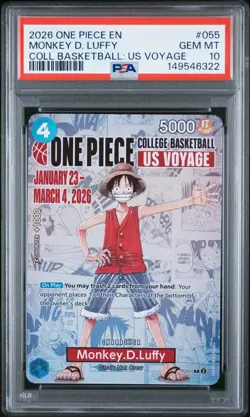 2026 ONE PIECE PROMOS COLLEGE BASKETBALL: US VOYAGE MONKEY D. LUFFY PSA 10 - Image 1