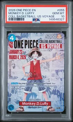 2026 ONE PIECE PROMOS COLLEGE BASKETBALL: US VOYAGE MONKEY D. LUFFY PSA 10 - Image 1
