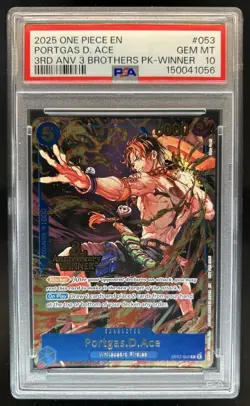 2025 One Piece 3rd Ann Tournament Portgas D. Ace Promos Winner #OP07-053 PSA 10 - Image 1