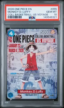 2026 ONE PIECE PROMOS COLLEGE BASKETBALL: US VOYAGE MONKEY D. LUFFY PSA 10 - Image 1