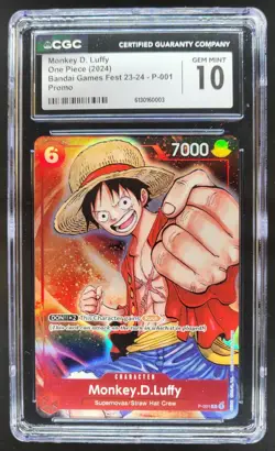 2024 ONE PIECE MONKEY D. LUFFY PROMO BANDAI GAMES FEST P-001 CGC 10 PT - Image 1