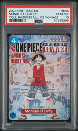 2026 ONE PIECE PROMOS ONE PIECE COLLEGE BK: US VOYAGE MONKEY D. LUFFY PSA 10 - Image 1