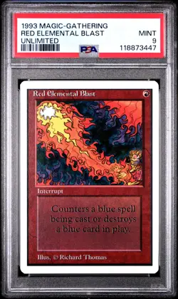 RED ELEMENTAL BLAST Unlimited PSA 9 Vintage MTG [Nostalgium] - Image 1