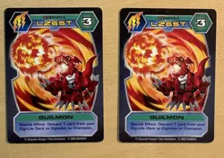 2 Digimon D-Tector GUILMON Cards 2002 Bandai, DT-87 Rookie, L265T - Image 1