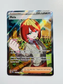 Pokemon TCG Trainer Mela Ultra Rare Holo Card 140/131 Prismatic Evolutions - Image 1