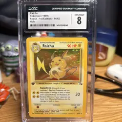 CGC 8 Raichu 1999 Fossil 1st Edition 14/62 Holo Pokemon Card - Image 1