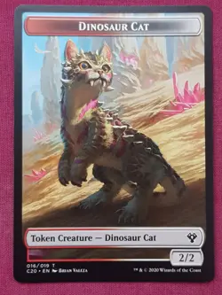 Magic The Gathering COMMANDER 2020 C20 DINOSAUR CAT BIRD token card MTG - Image 1