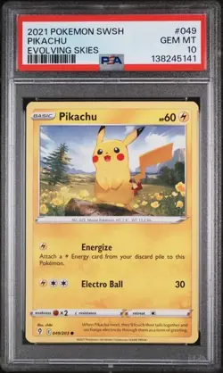 PIKACHU Evolving Skies PSA 10 Gem Mint Pokemon [Nostalgium] - Image 1