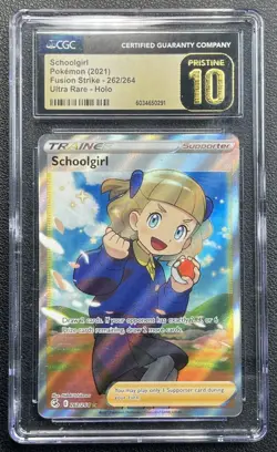 SCHOOLGIRL CGC 10 PRISTINE 2021 POKEMON FUSION STRIKE #262/264 RARE HOLO 0291 - Image 1