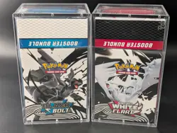 2x Pokemon SV10.5 Black Bolt White Flare Sealed Booster Bundle Display W/Acrylic - Image 1