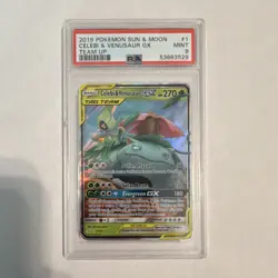 Pokemon Celebi & Venusaur GX Ultra Rare TAG TEAM 1/181 Team Up Holo PSA 9 270 HP - Image 1