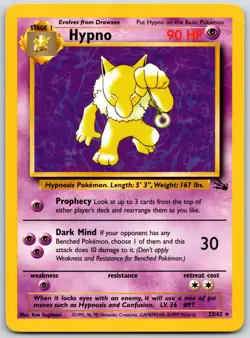 POKEMON FOSSIL HYPNO 23/62 RARE NON HOLO LP - Image 1