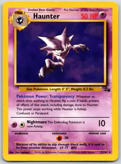 POKEMON FOSSIL HAUNTER 21/62 RARE NON HOLO MP - Image 1
