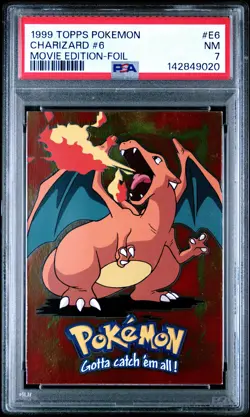 1999 TOPPS POKEMON THE MOVIE EDITION FOIL #E6 CHARIZARD #6 PSA 7 - Image 1