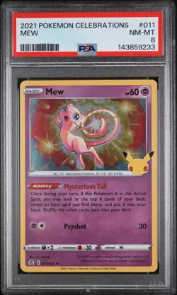 2021 POKEMON CELEBRATIONS #011 MEW PSA 8 - Image 1