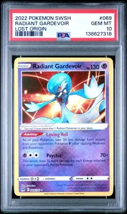 2022 POKEMON SWORD & SHIELD LOST ORIGIN #069 RADIANT GARDEVOIR PSA 10 - Image 1