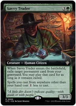 MTG Outlaws of Thunder Junction Commander Savvy Trader Extended Art (Rare) - Image 1