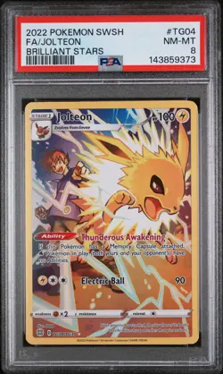 2022 POKEMON SWORD & SHIELD BRILLIANT STARS #TG04 FULL ART/JOLTEON PSA 8 - Image 1