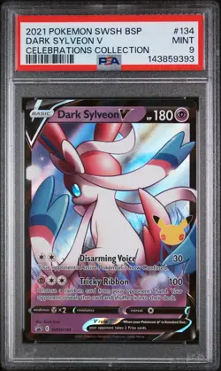 2021 POKEMON SWSH BLACK STAR PROMO CELEBRATIONS COLL #134 DARK SYLVEON V PSA 9 - Image 1