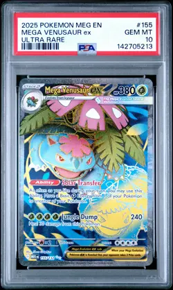 2025 POKEMON MEG EN-MEGA EVOLUTION ULTRA RARE #155 MEGA VENUSAUR EX PSA 10 - Image 1