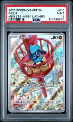 2025 POKEMON MEGA EVOLUTION ELITE TRAINER BOX #010 RIOLU PSA 9 - Image 1