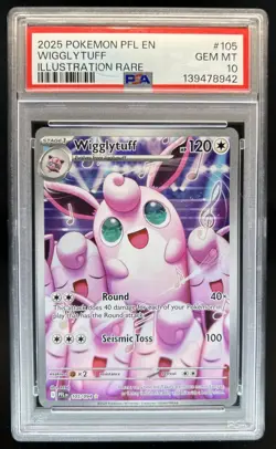 2025 Pokemon Phantasmal Flames Wigglytuff Illustration Rare #105/094 PSA 10 - Image 1