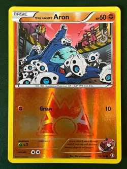 Reverse Team Magma's Aron #12 Double Crisis Pokemon 2015 NM - Image 1