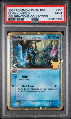 2021 POKEMON SWSH BLACK STAR PROMO CELEBRATIONS COLL #136 MIMIKYU-HOLO PSA 9 - Image 1