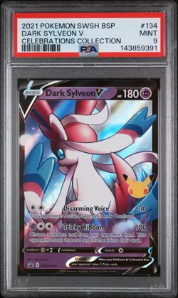 2021 POKEMON SWSH BLACK STAR PROMO CELEBRATIONS COLL #134 DARK SYLVEON V PSA 9 - Image 1