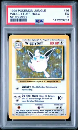 1999 POKEMON JUNGLE NO SYMBOL #16 WIGGLYTUFF-HOLO PSA 5 - Image 1
