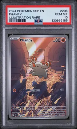 2024 POKEMON SSP EN-SURGING SPARKS ILLUSTRATION RARE #205 PHANPY PSA 10 - Image 1