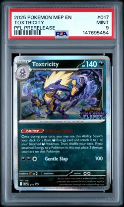 2025 POKEMON MEP PHANTASMAL FLAMES PRERELEASE PROMO #017 TOXTRICITY PSA 9 - Image 1