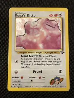 LP Pokemon TCG Koga's Ditto Gym Challenge 10/132 Holo LP - Image 1