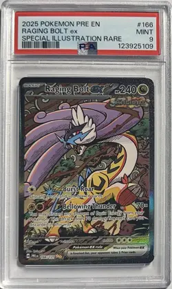 2025 Pokemon Prismatic Evolutions #166 Raging Bolt Ex Special Illustration PSA 9 - Image 1