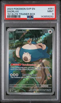 2023 POKEMON SVP EN-SV BLACK STAR PROMO 151 ELITE TRAINER BOX #051 SNORLAX PSA 9 - Image 1