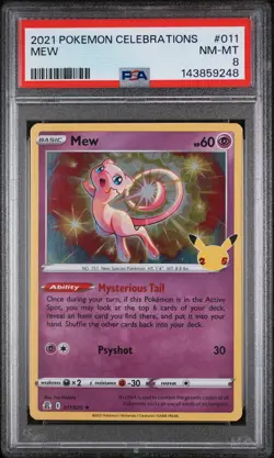 2021 POKEMON CELEBRATIONS #011 MEW PSA 8 - Image 1