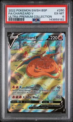 2022 POKEMON SWSH ULTRA-PREMIUM COLLECTION #260 FULL ART/CHARIZARD V PSA 6 - Image 1