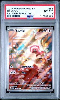 2025 POKEMON MEG EN-MEGA EVOLUTION ILLUSTRATION RARE #154 STUFFUL PSA 8 - Image 1