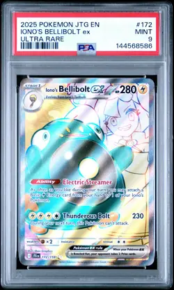 2025 POKEMON JTG EN-JOURNEY TOGETHER ULTRA RARE #172 IONO'S BELLIBOLT EX PSA 9 - Image 1
