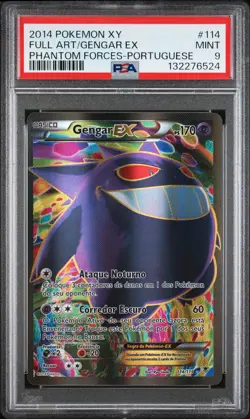 2014 POKEMON XY PHANTOM FORCES PORTUGUESE #114 FULL ART/GENGAR EX PSA 9 - Image 1