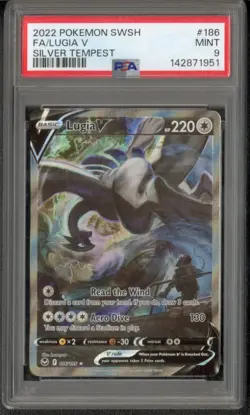 2022 Pokemon Sword & Shield Full Art Lugia V Silver Tempest #186 PSA 9 MINT - Image 1