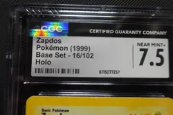 Zapdos Base Set Halo 16/102 CGC 7.5 Near Mint + Pokemon 1999 - Image 2