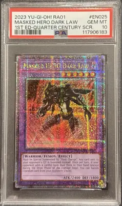 2023 PSA 10 YUGIOH RA01 QCR SECRET RARE MASKED HERO DARK LAW 💎 - Image 1