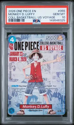 2026 ONE PIECE PROMOS COLLEGE BASKETBALL: US VOYAGE MONKEY D. LUFFY PSA 10 - Image 1