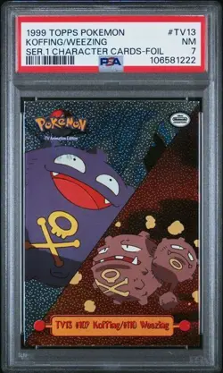 1999 TOPPS POKEMON SERIES 1 CHARACTER CARDS #TV13 KOFFING/WEEZING SER.1 FOIL - Image 1