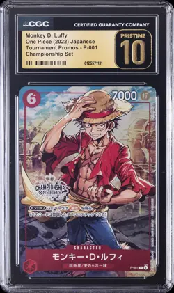 2022 ONE PIECE TOURNAMENT CHAMP SET #P-001 MONKEY D. LUFFY CGC 10 PRISTINE - Image 1