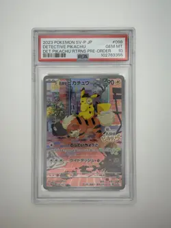 2023 POKEMON JAPANESE SV-P PROMO #098 DETECTIVE PIKACHU PSA 10 - Image 1