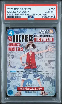 2026 ONE PIECE PROMOS ONE PIECE COLLEGE BK: US VOYAGE MONKEY D. LUFFY PSA 10 - Image 1