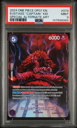 2024 ONE PIECE OP07-500 YEARS IN THE FUTURE #074 EUSTASS "CAPTAIN" KID PSA 9 - Image 1