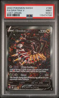 2022 POKEMON SWORD & SHIELD LOST ORIGIN #186 FULL ART/GIRATINA V PSA 9 OC - Image 1